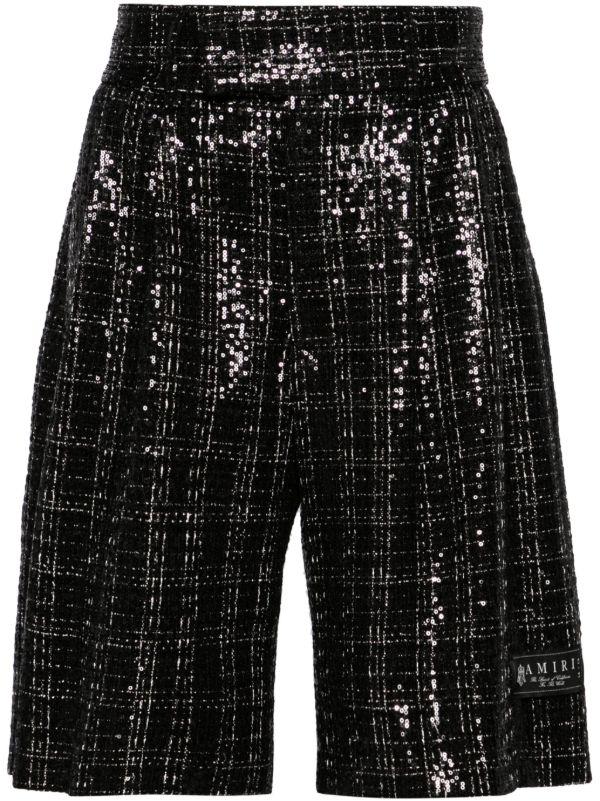 AMIRI Black Sequin Check Shorts | Browns Bermuda Shorts