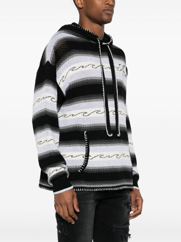 AMIRI Black Striped Knit Hoodie | Browns Hoodies