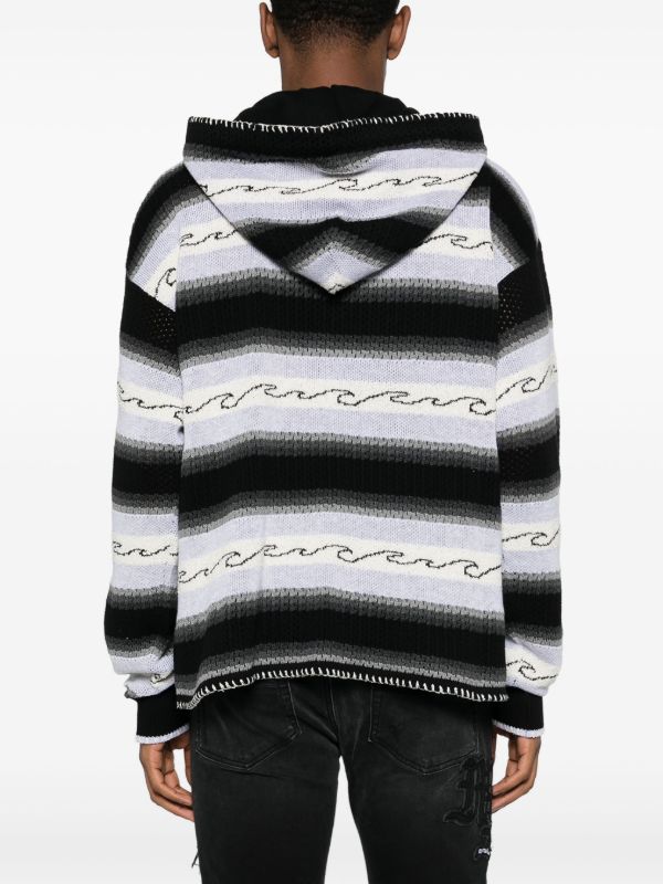 AMIRI Black Striped Knit Hoodie | Browns Hoodies