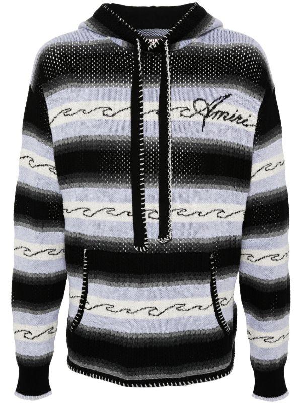 AMIRI Black Striped Knit Hoodie | Browns Hoodies
