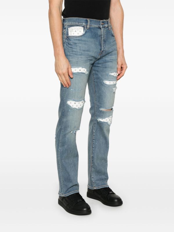 AMIRI Blue Distressed Jeans | Browns Slim-Fit Jeans