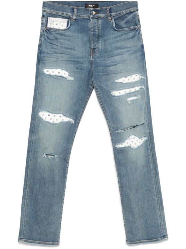 AMIRI Blue Distressed Jeans | Browns Slim-Fit Jeans