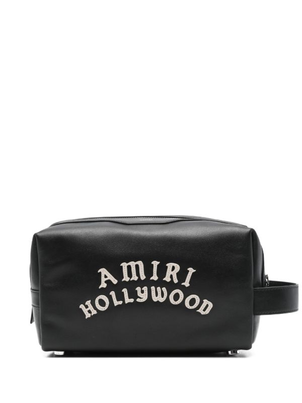 AMIRI logo-appliqué leather wash bag | Browns Toiletry Bags