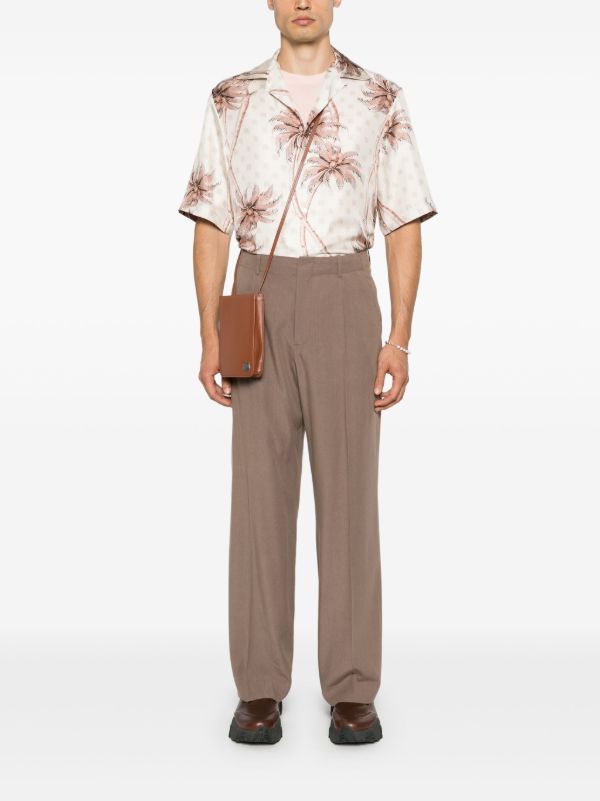 AMIRI Neutral Palm Tree-Print Silk Shirt | Browns Shirts