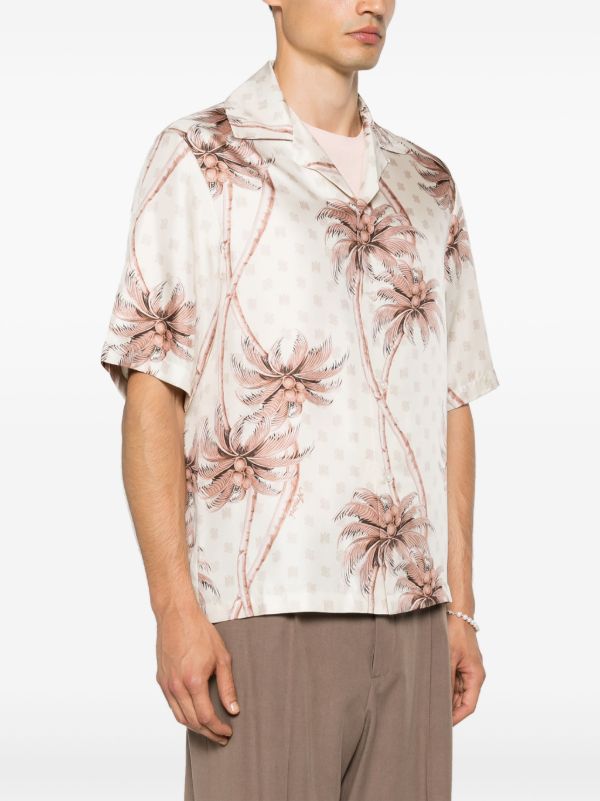 AMIRI Neutral Palm Tree-Print Silk Shirt | Browns Shirts