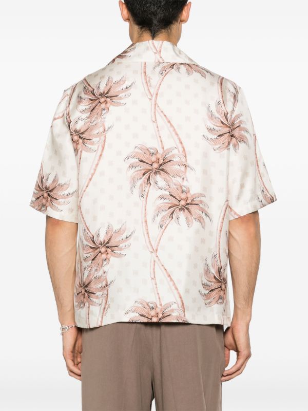 AMIRI Neutral Palm Tree-Print Silk Shirt | Browns Shirts