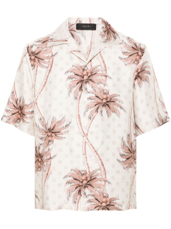 AMIRI Neutral Palm Tree-Print Silk Shirt | Browns Shirts