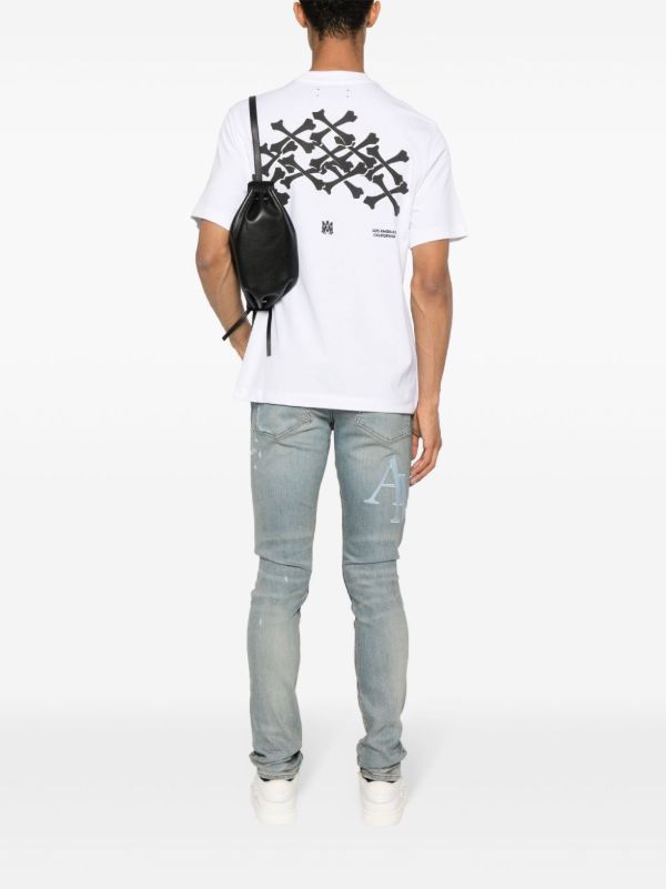 AMIRI White Bones Stacked Cotton T-Shirt | Browns T-Shirts