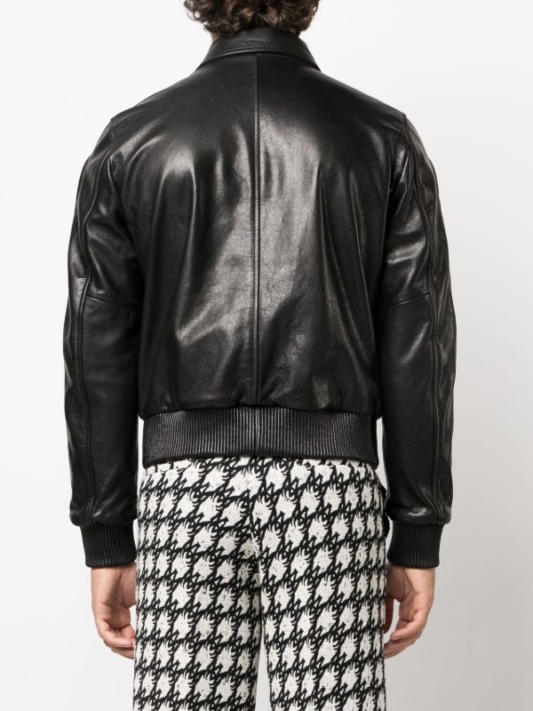 AMIRI X Browns Black Bones Leather Bomber Jacket