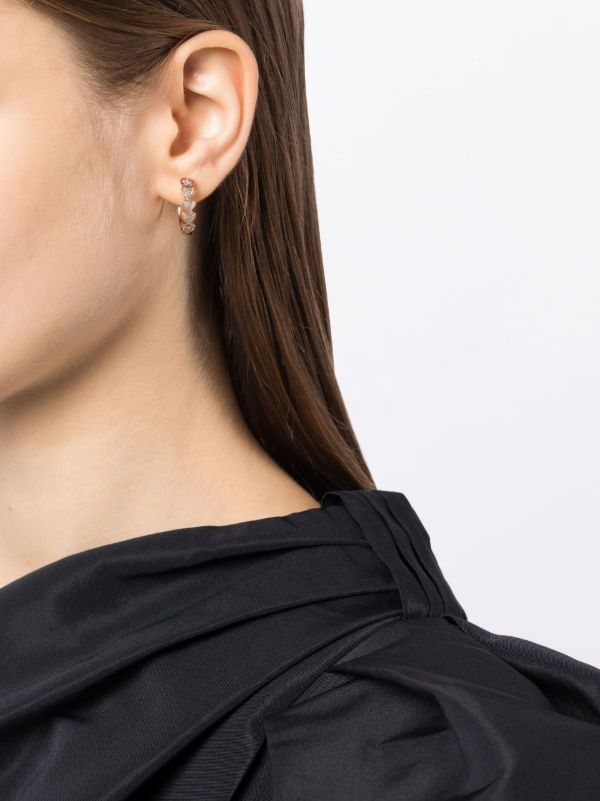 Anita Ko 18K Rose Gold Medium Bezel Heart Diamond Huggie Hoop Earrings | Browns Fine Earrings