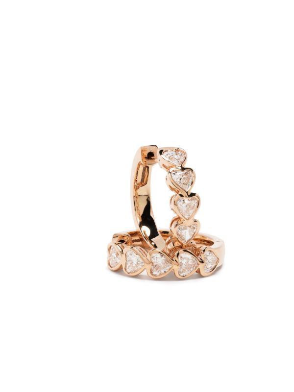 Anita Ko 18K Rose Gold Medium Bezel Heart Diamond Huggie Hoop Earrings | Browns Fine Earrings