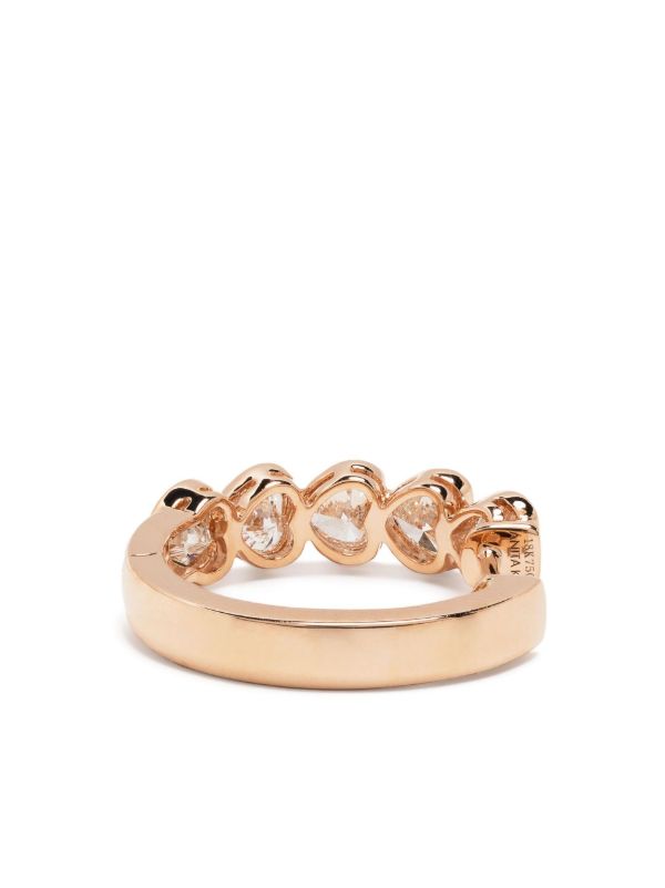 Anita Ko 18K Rose Gold Medium Bezel Heart Diamond Huggie Hoop Earrings | Browns Fine Earrings