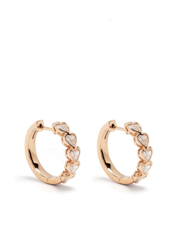 Anita Ko 18K Rose Gold medium Bezel Heart Diamond Huggie Hoop Earrings | Browns Fine Earrings