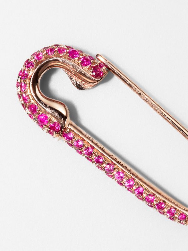 Anita Ko 18K Rose Gold Safety Pin Ruby Earring | Browns Fine Earrings