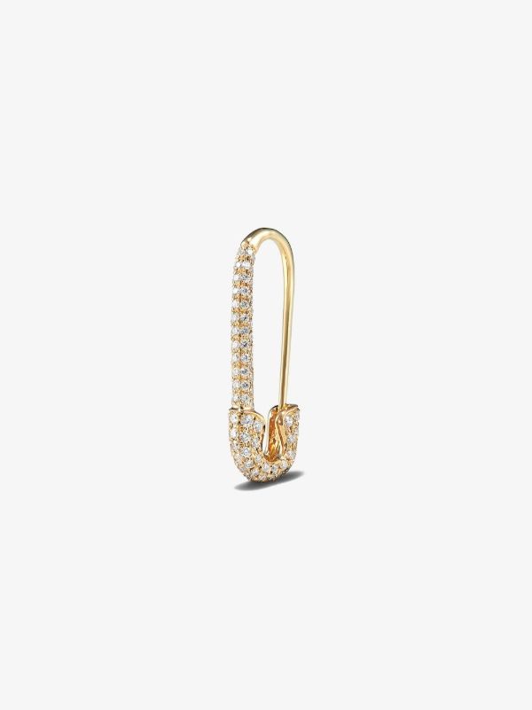 Anita Ko 18K yellow gold safety pin diamond earring | Browns Fine Earrings