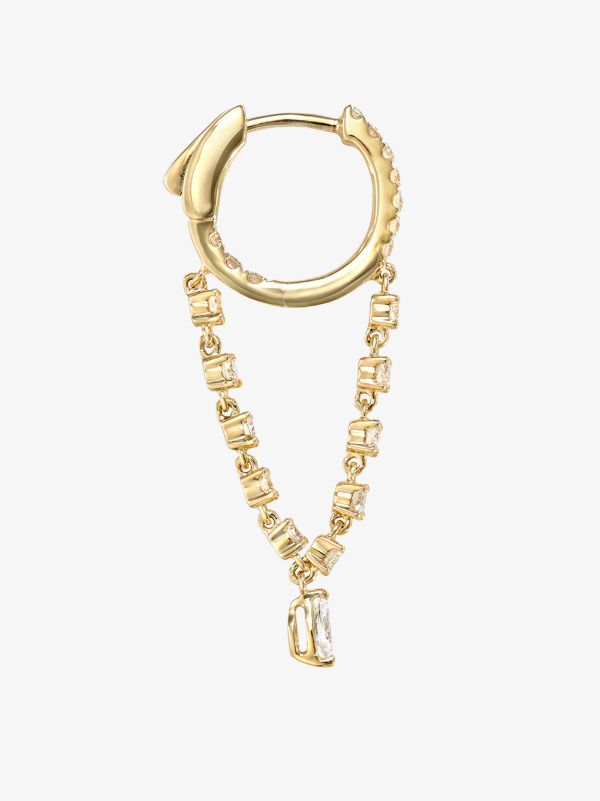 Anita Ko 18K Yellow Gold Sienna Diamond Drop Huggie Hoop Earrings | Browns Fine Earrings