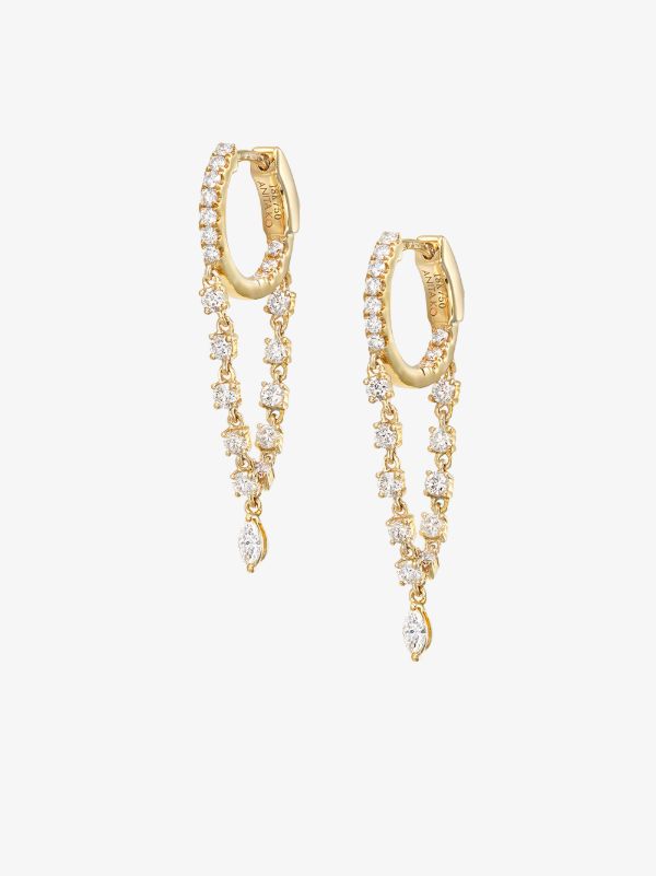Anita Ko 18K yellow gold Sienna diamond drop huggie hoop earrings | Browns Fine Earrings