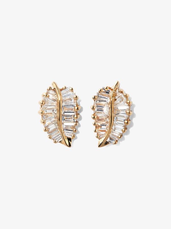 Anita Ko 18K Yellow Gold small Palm Leaf Diamond Earrings | Browns Fine Earrings