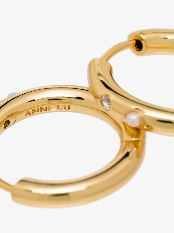 Anni Lu Gold-plated Brigitte Pearl Hoop Earrings | Browns Earrings
