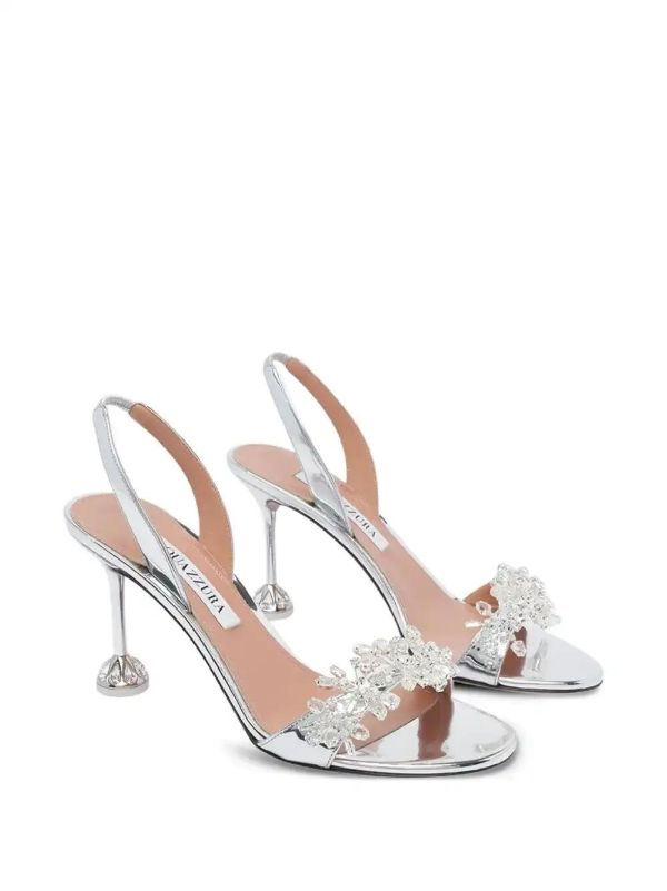 Aquazzura 85mm Crystal-embellished Slingback Sandals | Browns Pumps