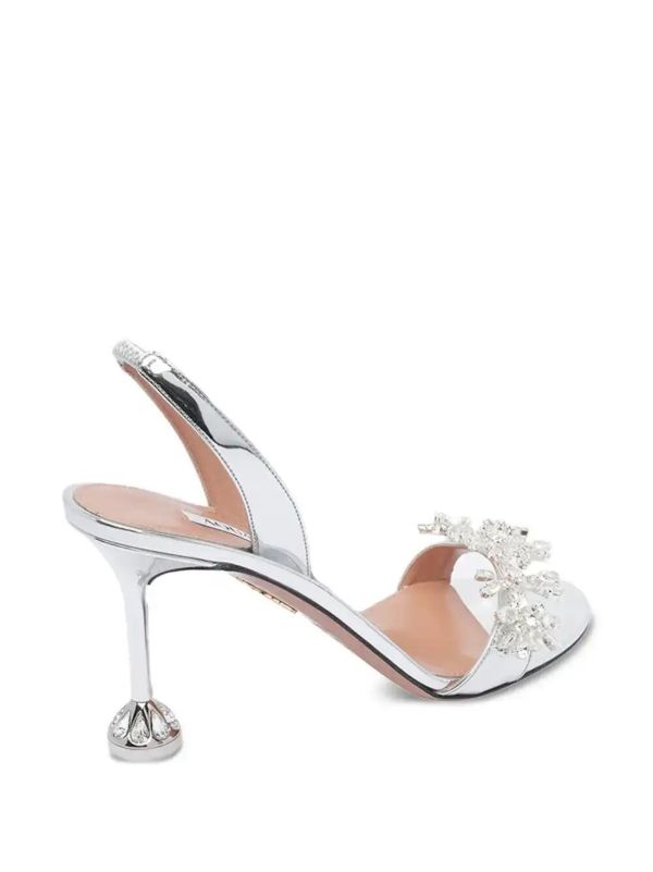 Aquazzura 85mm Crystal-embellished Slingback Sandals | Browns Pumps