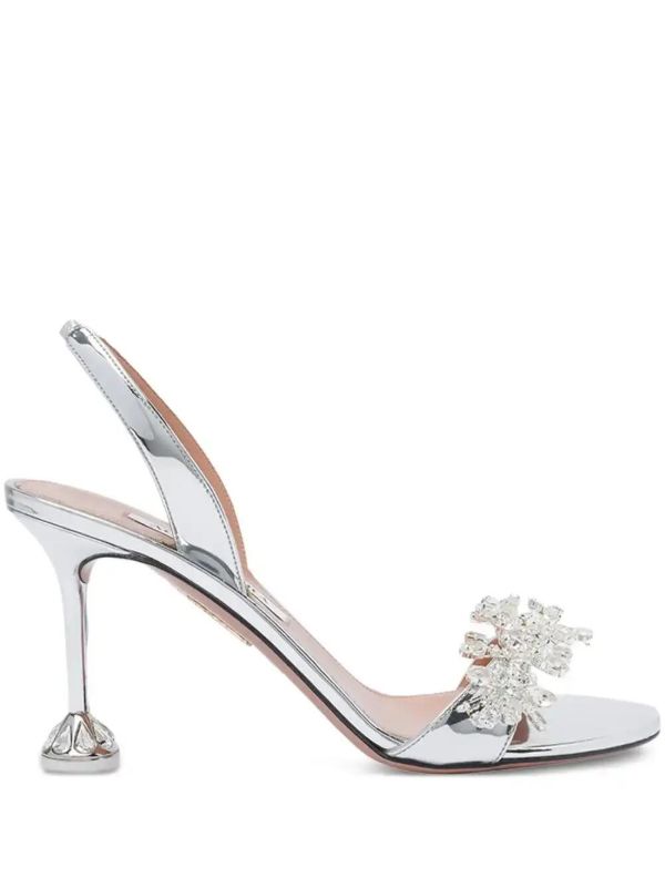 Aquazzura 85mm crystal-embellished slingback sandals | Browns Pumps