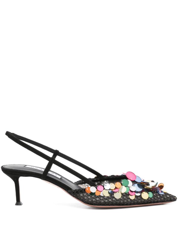 Aquazzura Black 50mm Can Can Pumps | Browns Pumps