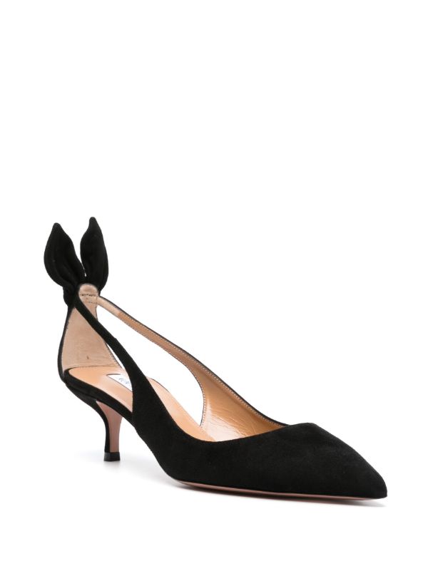 Aquazzura Black Bow Tie 50 Suede Pumps | Browns Pumps