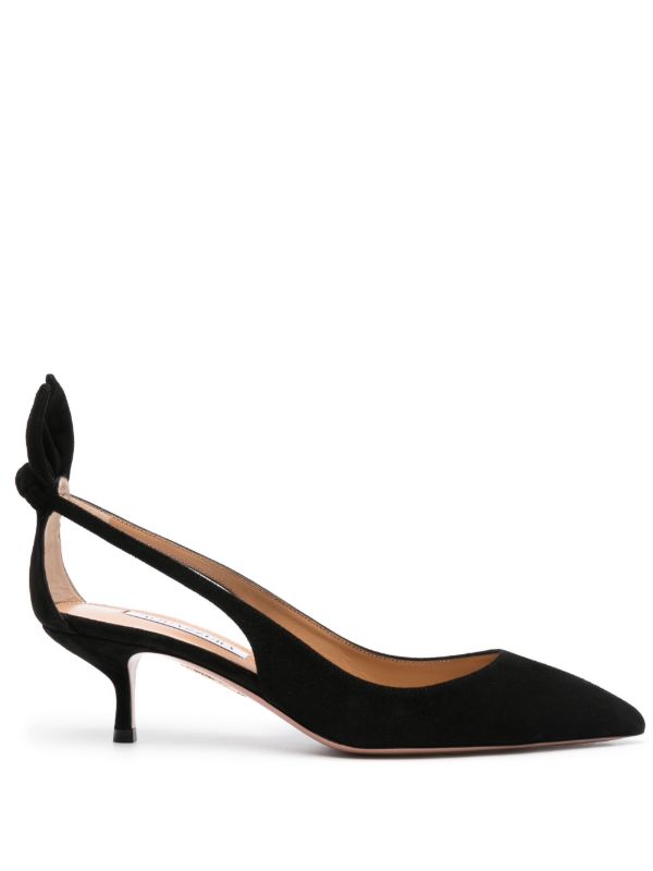 Aquazzura Black Bow Tie 50 Suede Pumps | Browns Pumps