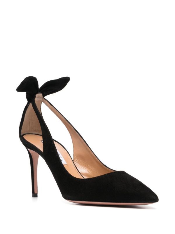 Aquazzura Black Bow Tie 85 Suede Pumps | Browns Pumps