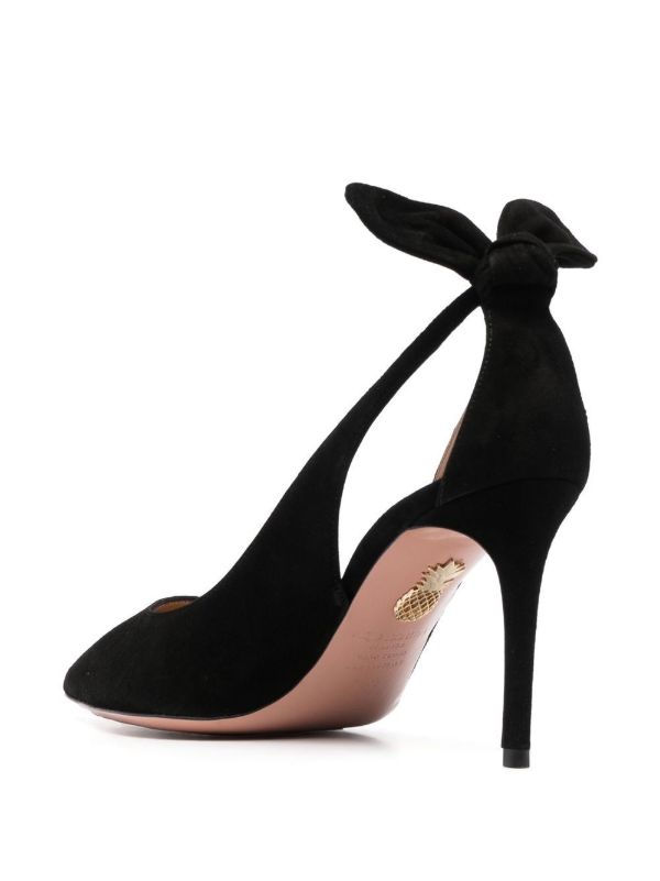 Aquazzura Black Bow Tie 85 Suede Pumps | Browns Pumps