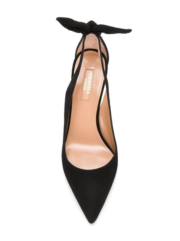Aquazzura Black Bow Tie 85 Suede Pumps | Browns Pumps