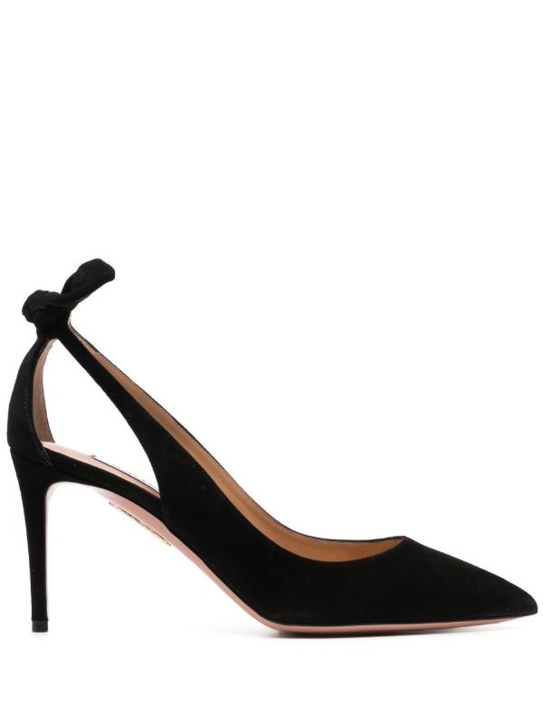 Aquazzura Black Bow Tie 85 Suede Pumps | Browns Pumps