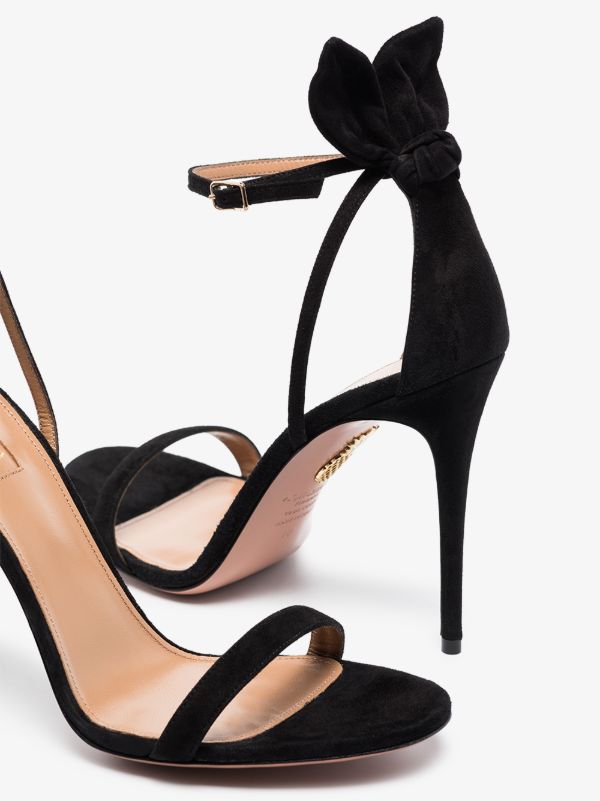 Aquazzura Black Deneuve 105 Suede Bow Sandals | Browns Sandals