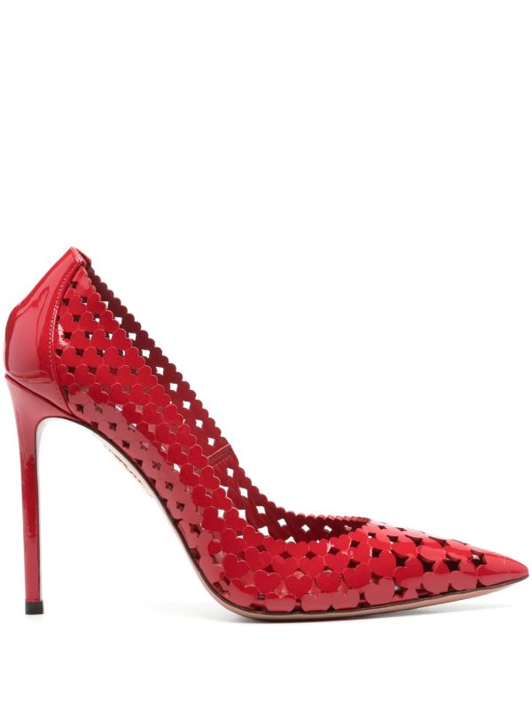 Aquazzura Red 105mm Amourose Pumps | Browns Pumps