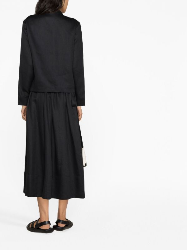 Asceno Black Coco Pleated Linen Midi Skirt | Browns Full Skirts
