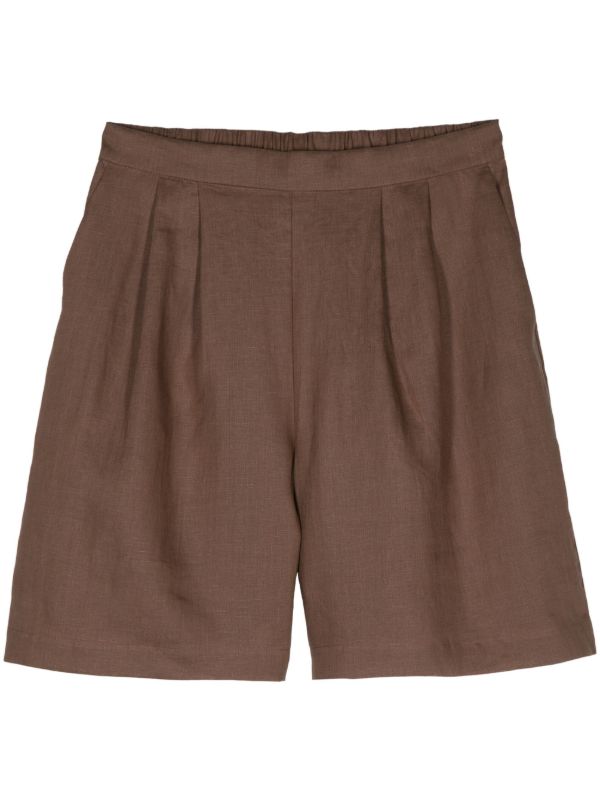 Asceno Brown Tailored Linen Shorts | Browns Short & Mini Shorts