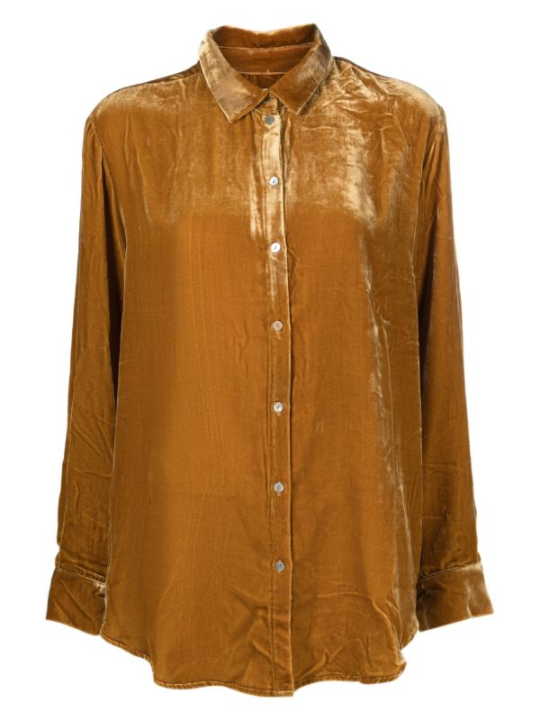 Asceno Gold-Tone Velvet Pyjama Top | Browns Pyjama Tops
