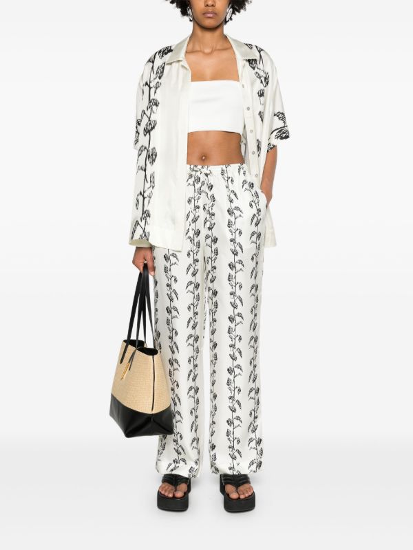 Asceno White Aurelia Silk Trousers | Browns Straight-Leg Pants