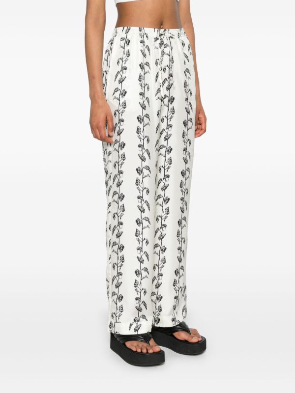 Asceno White Aurelia Silk Trousers | Browns Straight-Leg Pants