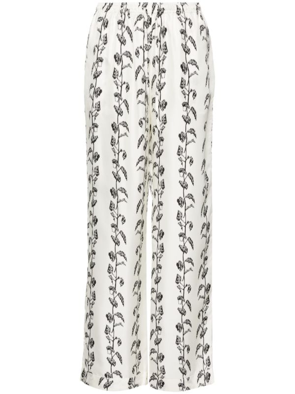 Asceno White Aurelia Silk Trousers | Browns Straight-Leg Pants