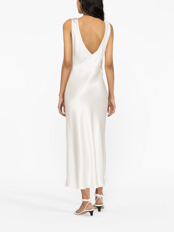 Asceno White Bordeaux V-neck Silk Dress | Browns Cocktail & Party Dresses