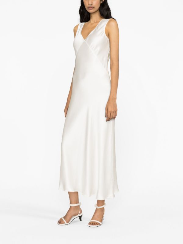 Asceno White Bordeaux V-neck Silk Dress | Browns Cocktail & Party Dresses