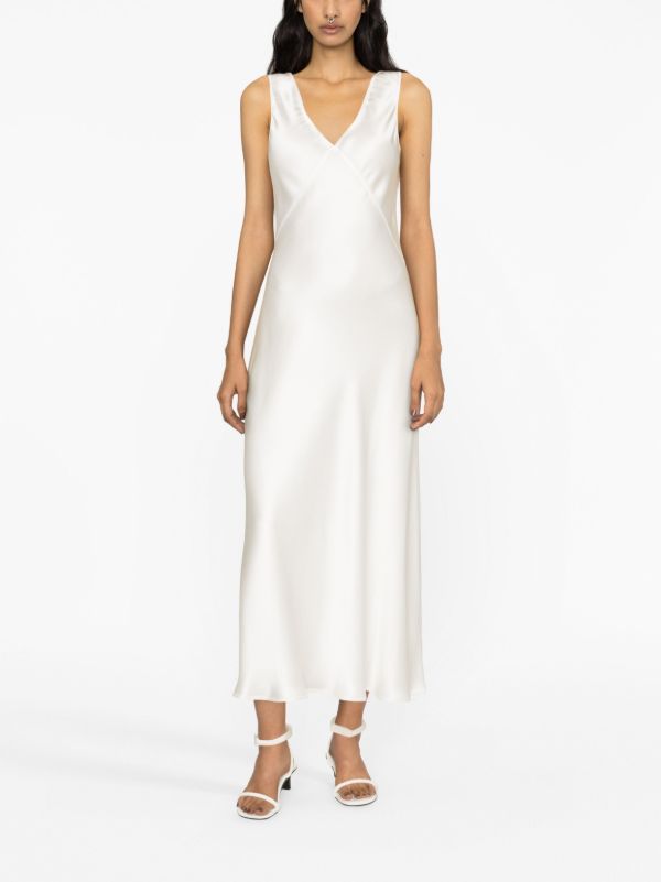 Asceno White Bordeaux V-neck Silk Dress | Browns Cocktail & Party Dresses