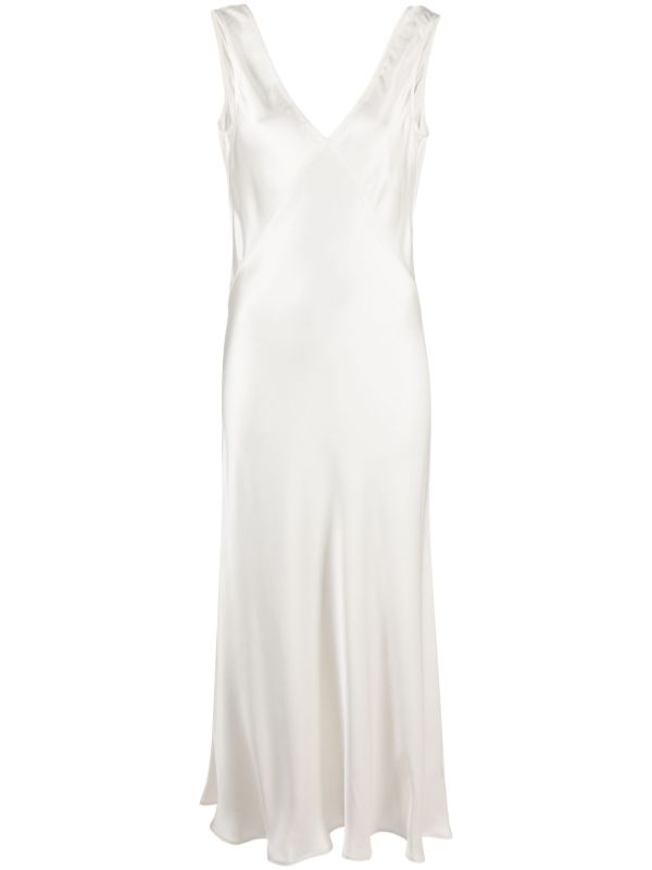 Asceno white Bordeaux V-neck silk dress | Browns Cocktail & Party Dresses