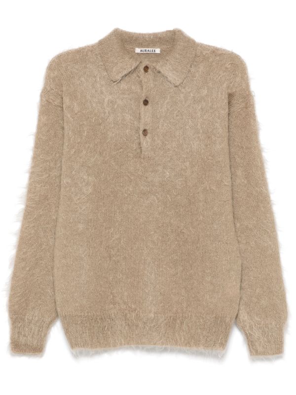 Auralee Brushed Super Kid Mohair Polo Sweater | Browns Knitted Sweaters