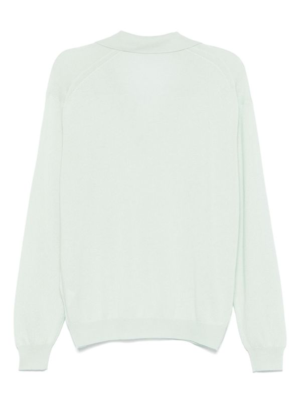 Auralee Green Fine-Knit Polo Sweater | Browns Knitted Sweaters