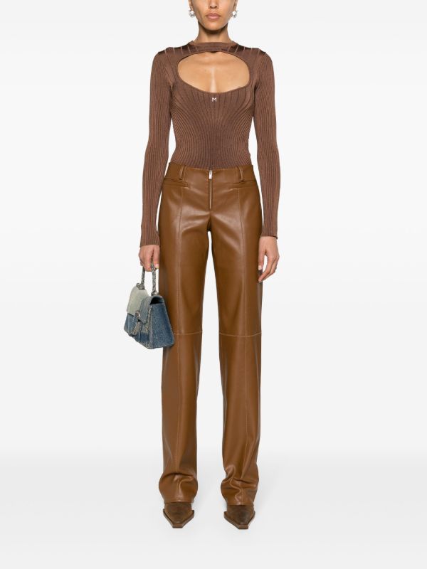 Aya Muse Brown Cida faux-leather trousers | Browns Flared & Bell-Bottom Pants