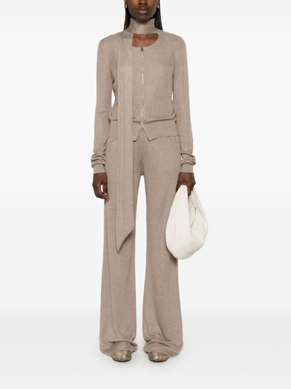 Aya Muse Neutral Scarf-Detail Cardigan | Browns Cardigans