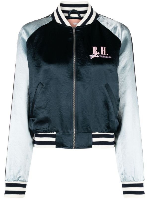 Ayda Blue Silky Embroidered Bomber Jacket | Browns Varsity Jackets